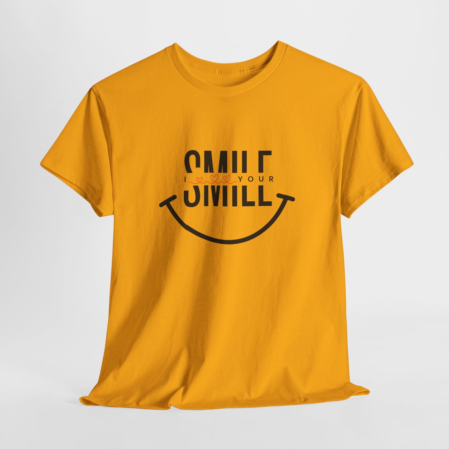 “SMILE” Heavy Cotton T-Shirt for Men – Motivational Tee for Everyday Wear, Gifts, and Positive Vibes