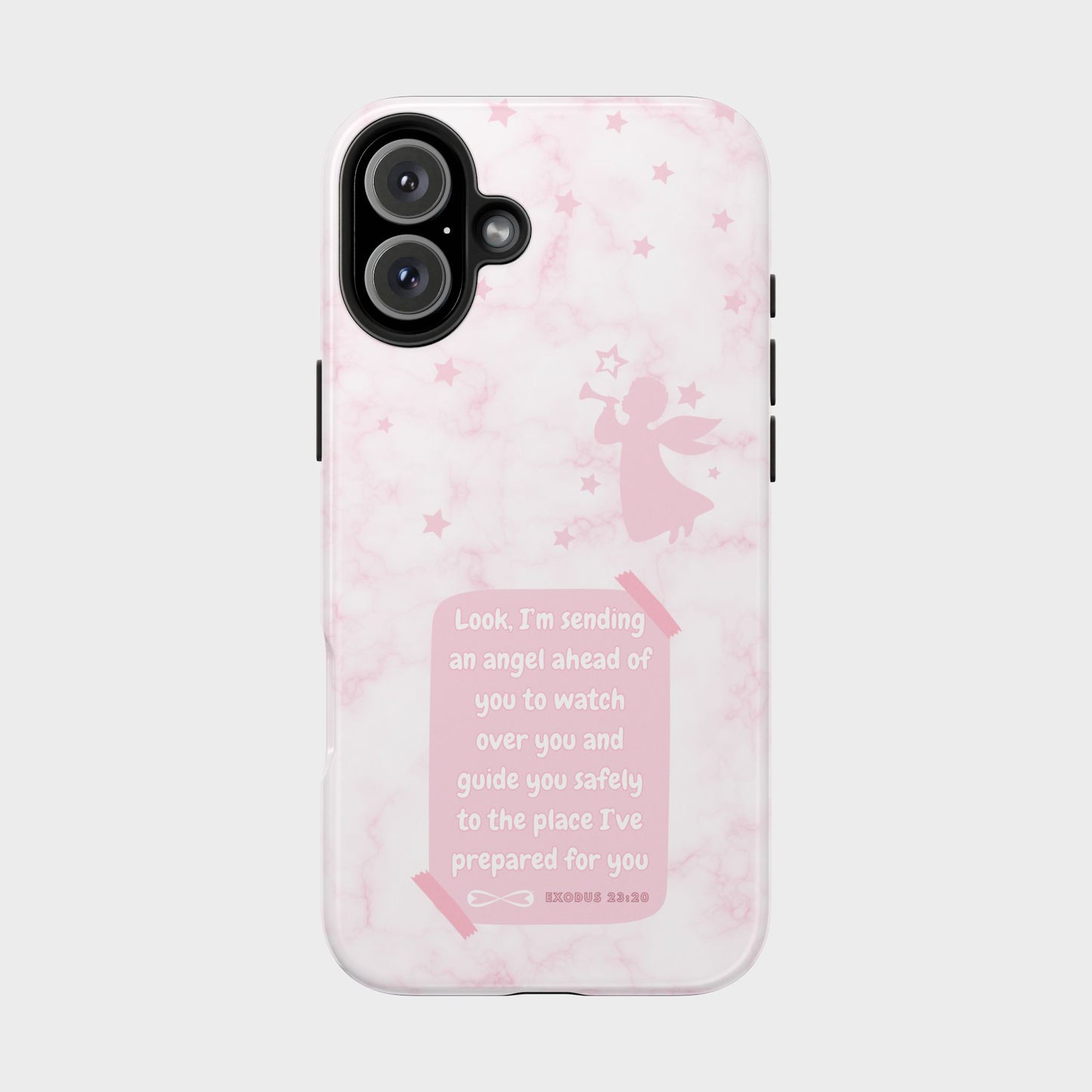 Fundas resistentes para teléfono con guía angelical, funda inspiradora, regalo para ella, regalo para amantes de los ángeles, funda rosa pastel, protección con amor