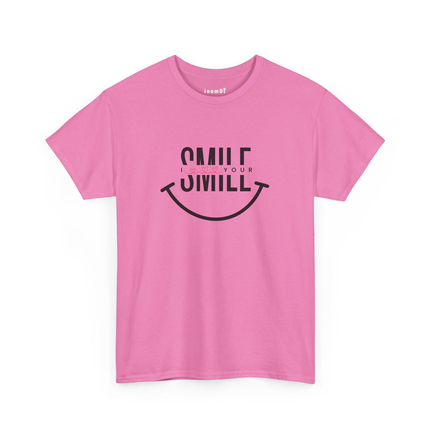 “SMILE” Heavy Cotton T-Shirt for Women – Motivational Tee for Gifts, Casual Outings, and Positive Vibes