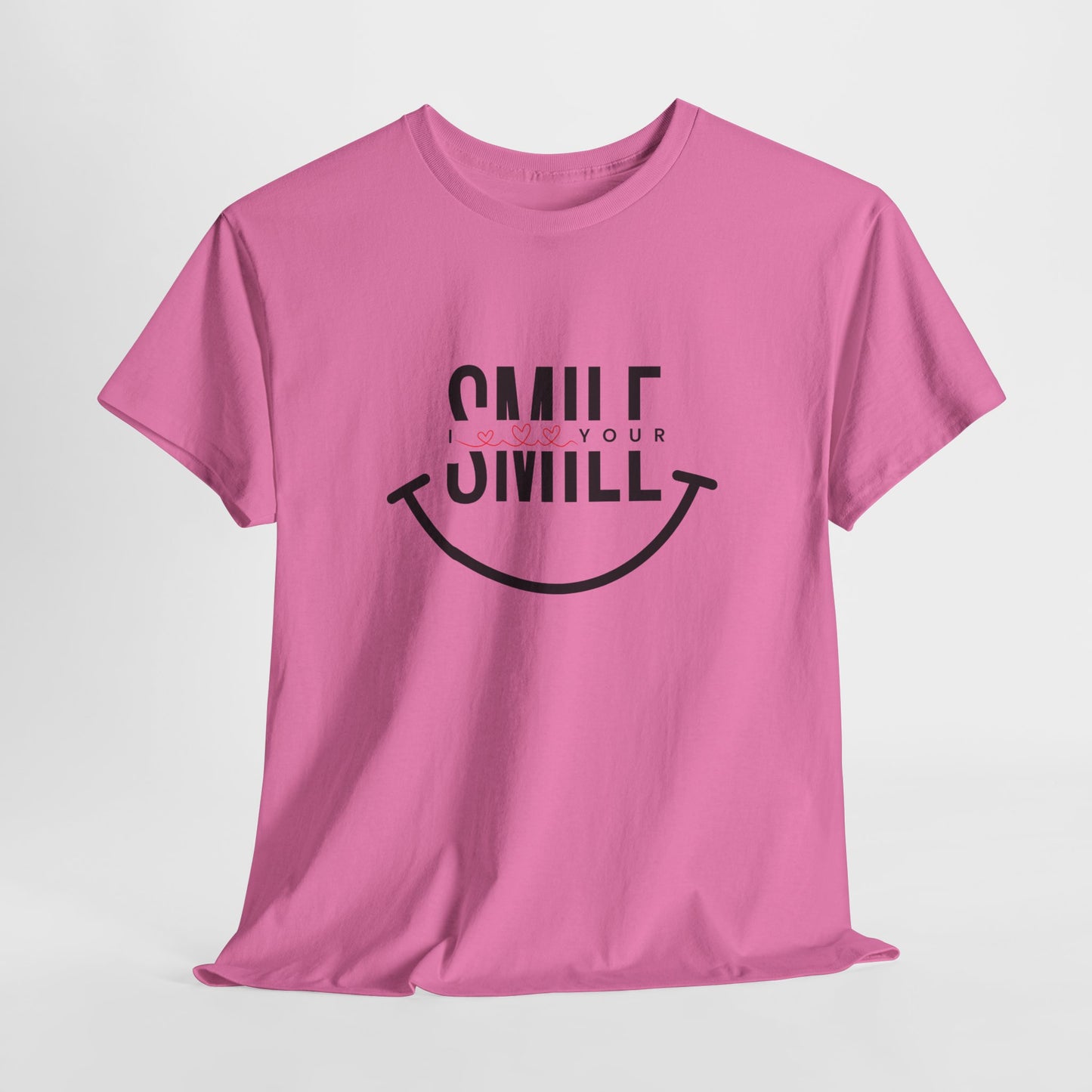 “SMILE” Heavy Cotton T-Shirt for Women – Motivational Tee for Gifts, Casual Outings, and Positive Vibes
