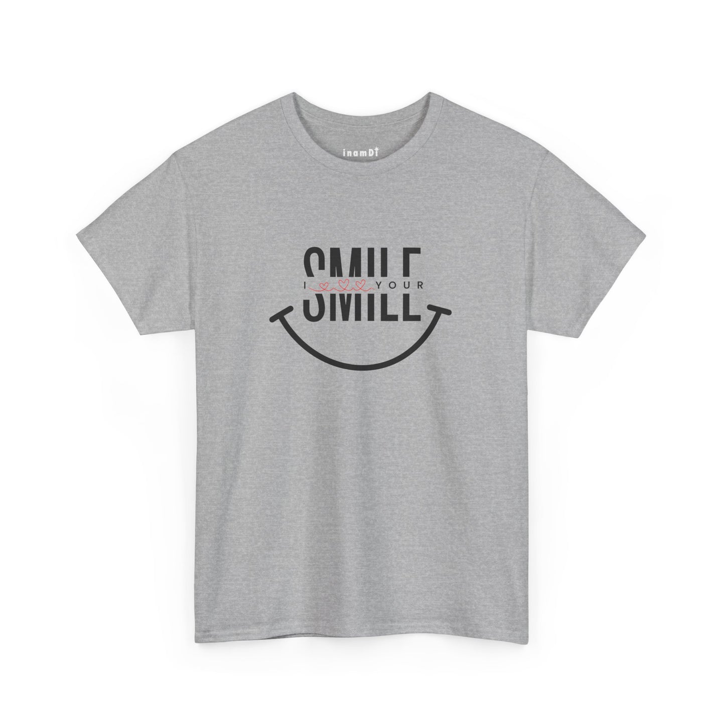 “SMILE” Heavy Cotton T-Shirt for Men – Motivational Tee for Everyday Wear, Gifts, and Positive Vibes