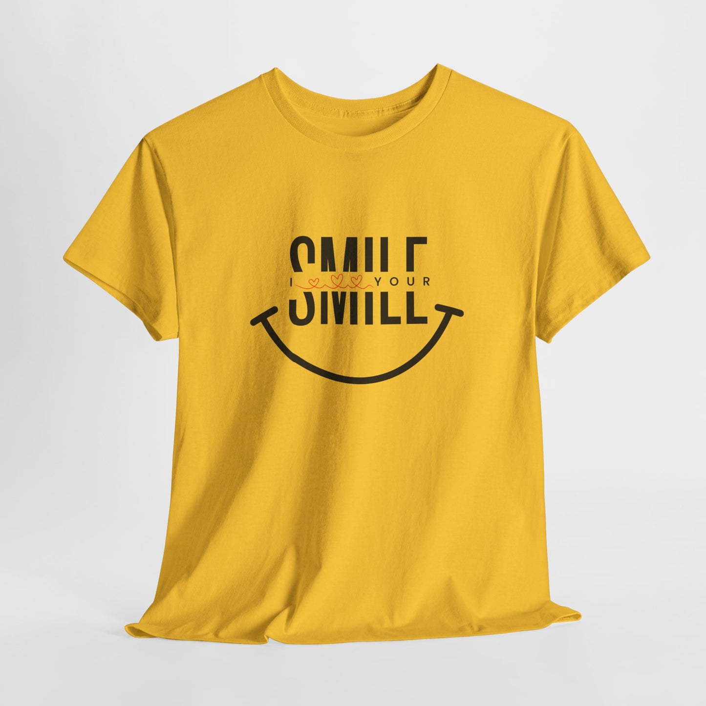 “SMILE” Heavy Cotton T-Shirt for Women – Motivational Tee for Gifts, Casual Outings, and Positive Vibes