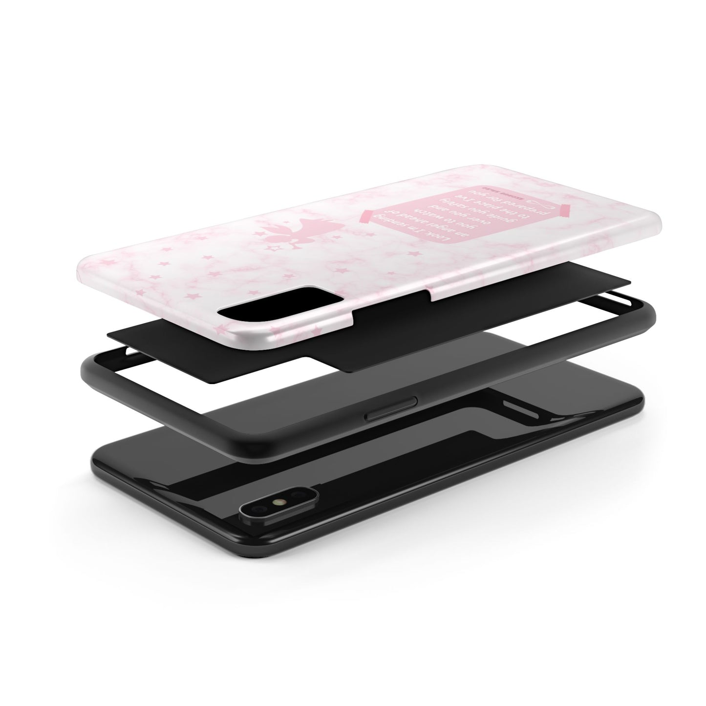 Fundas resistentes para teléfono con guía angelical, funda inspiradora, regalo para ella, regalo para amantes de los ángeles, funda rosa pastel, protección con amor