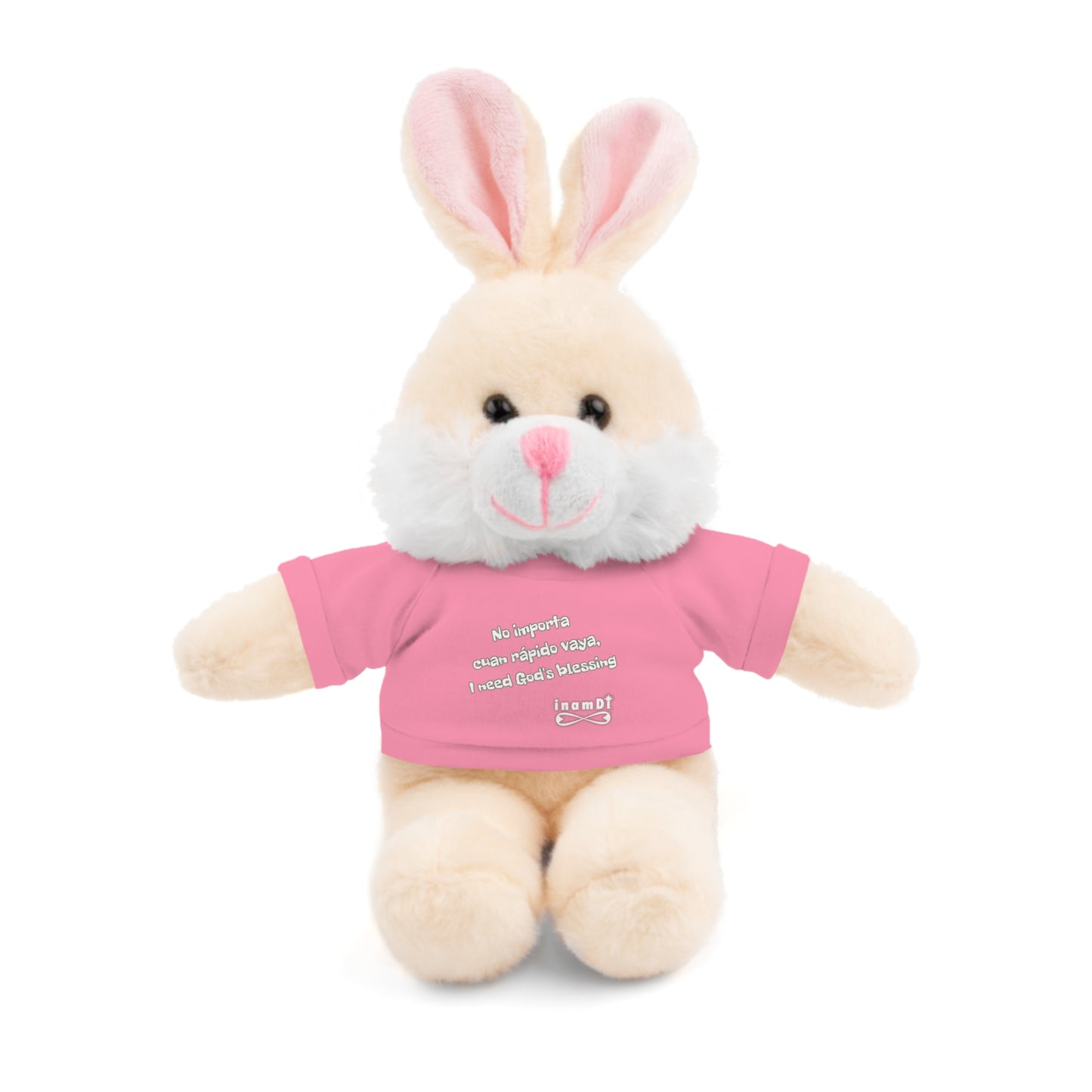 Conejito de Peluche “No importa cuan rápido vaya, necesito la bendición de Dios”