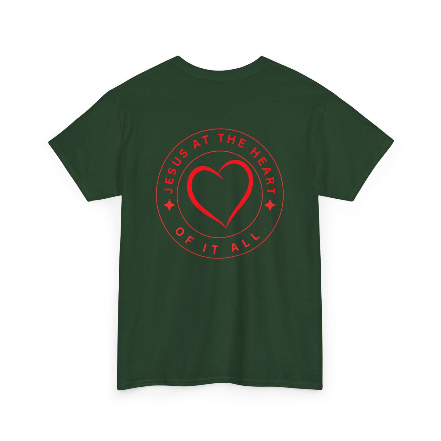 “Jesus at the Heart of It ALL” Christian T-Shirt for Men – Faith-Focused Cotton Tee
