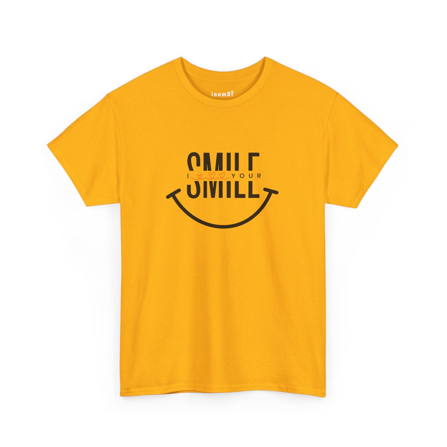 “SMILE” Heavy Cotton T-Shirt for Men – Motivational Tee for Everyday Wear, Gifts, and Positive Vibes