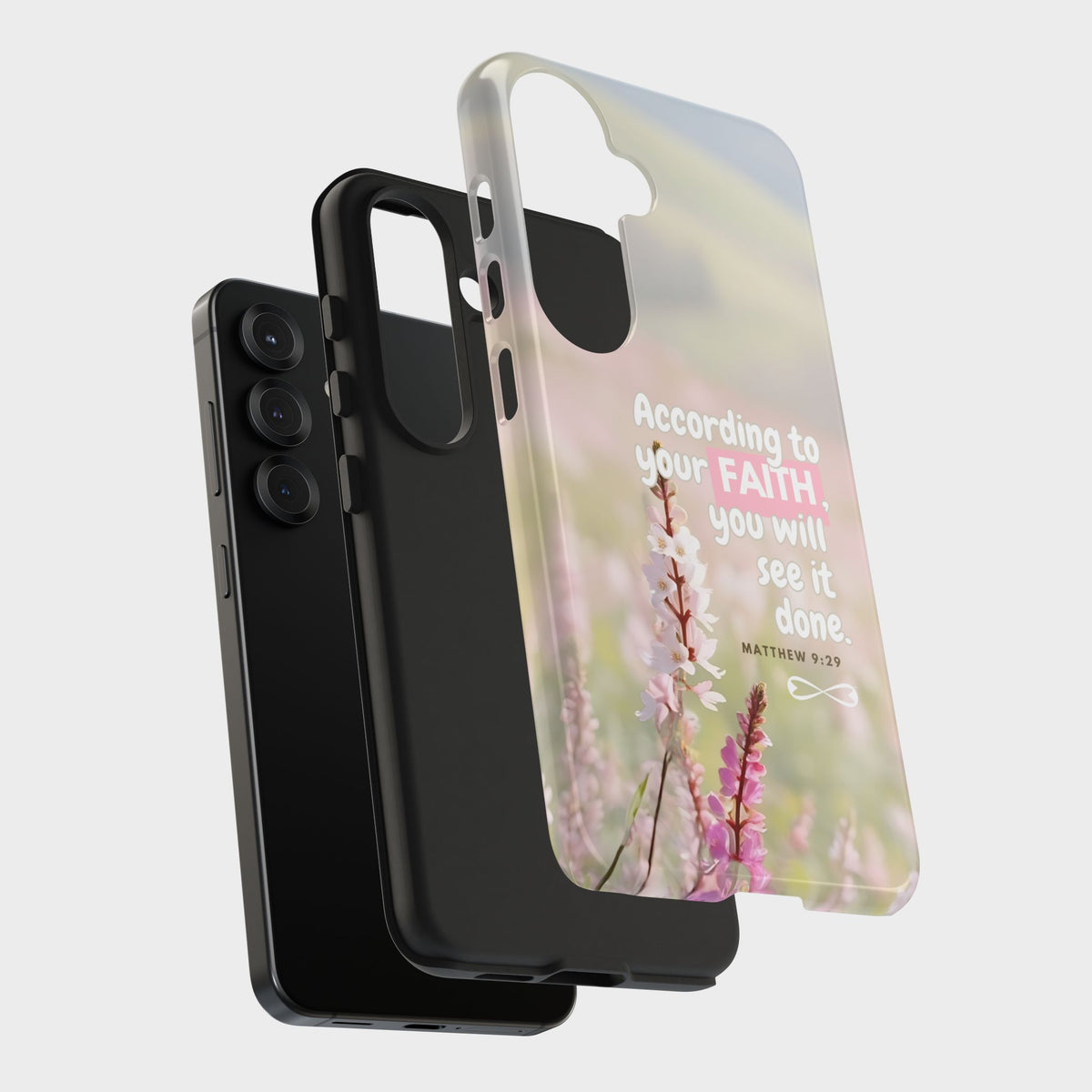 Inspirational Tough Phone Cases with Faith Quote, Floral Phone Cover, Christian Gift, Motivational Case, Bible Verse Accessory