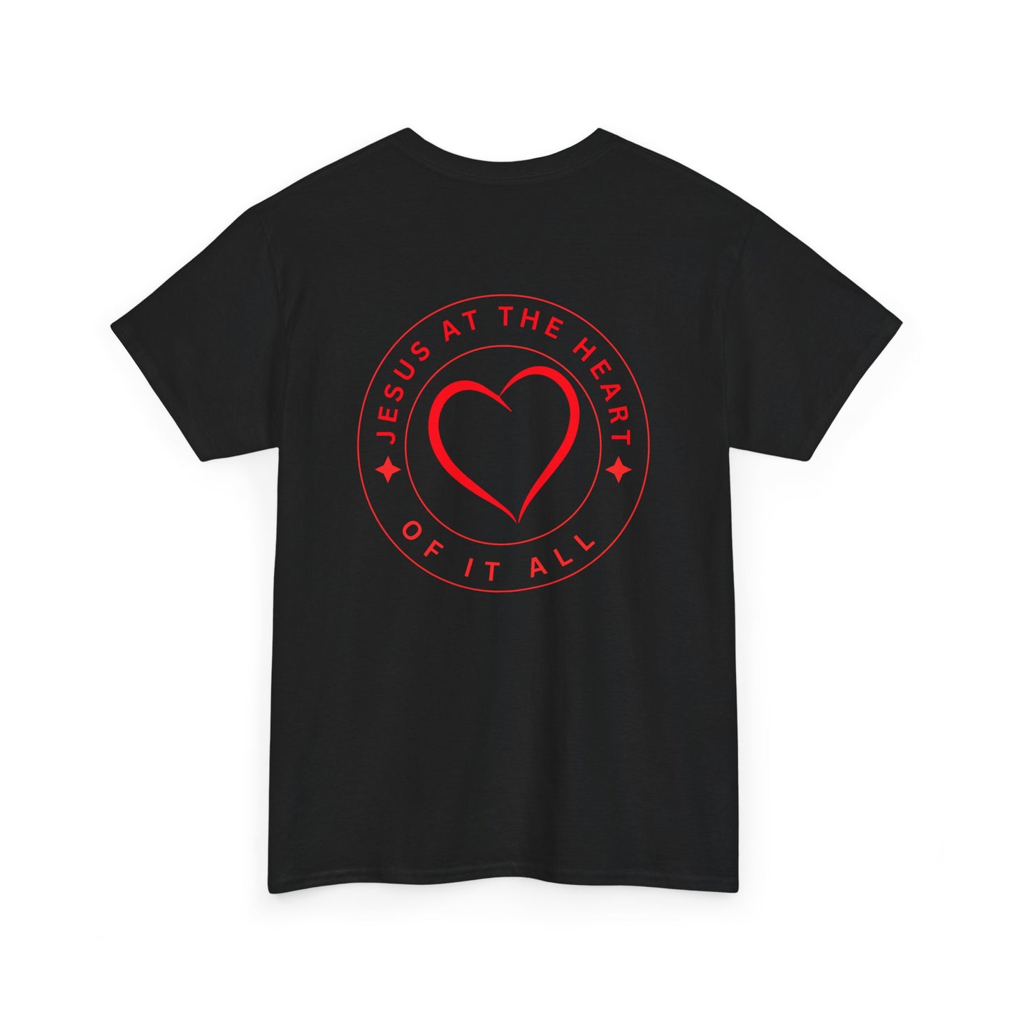 “Jesus at the Heart of It ALL” Christian T-Shirt for Men – Faith-Focused Cotton Tee