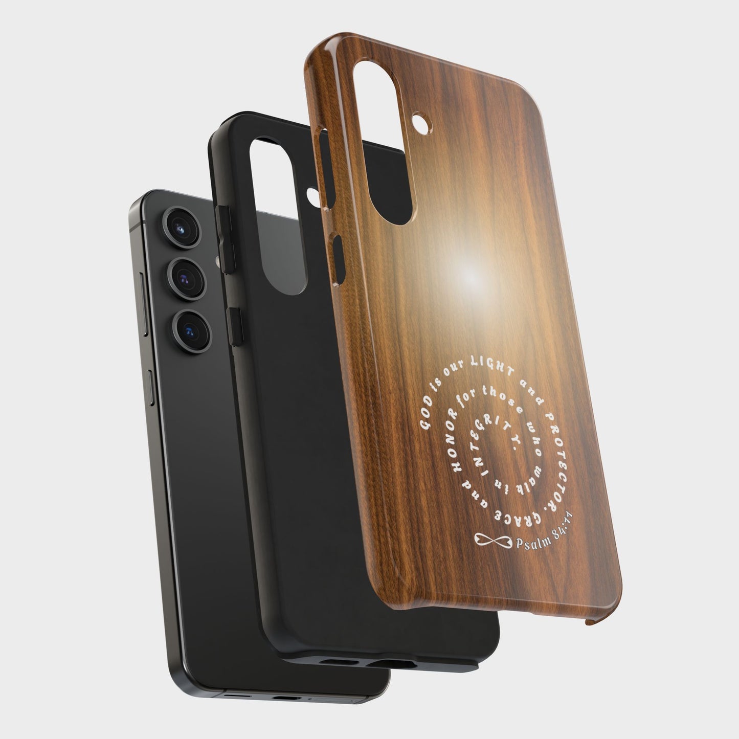 Rustic Tough Phone Case with Inspirational Quote, Gift for Faithful Friends, Protection Case, Wood Design, Unique Present