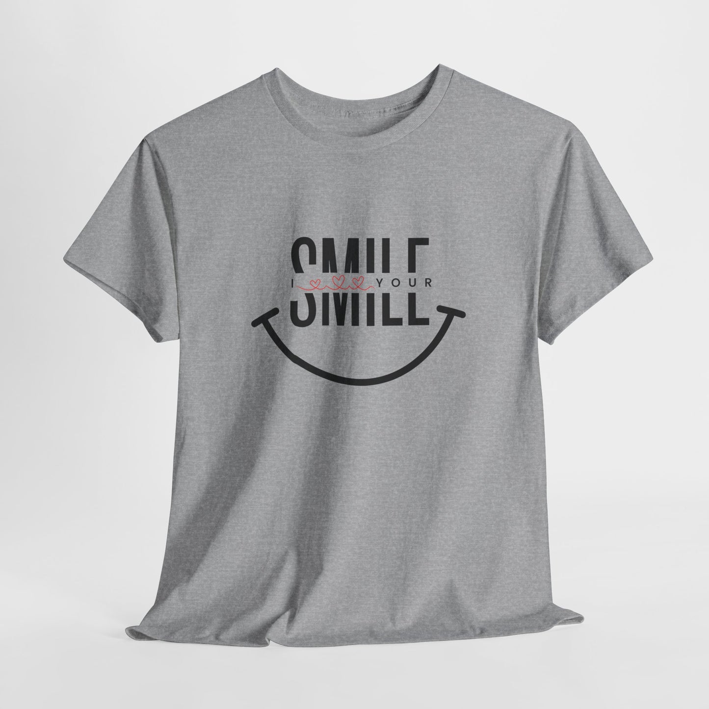 “SMILE” Heavy Cotton T-Shirt for Men – Motivational Tee for Everyday Wear, Gifts, and Positive Vibes