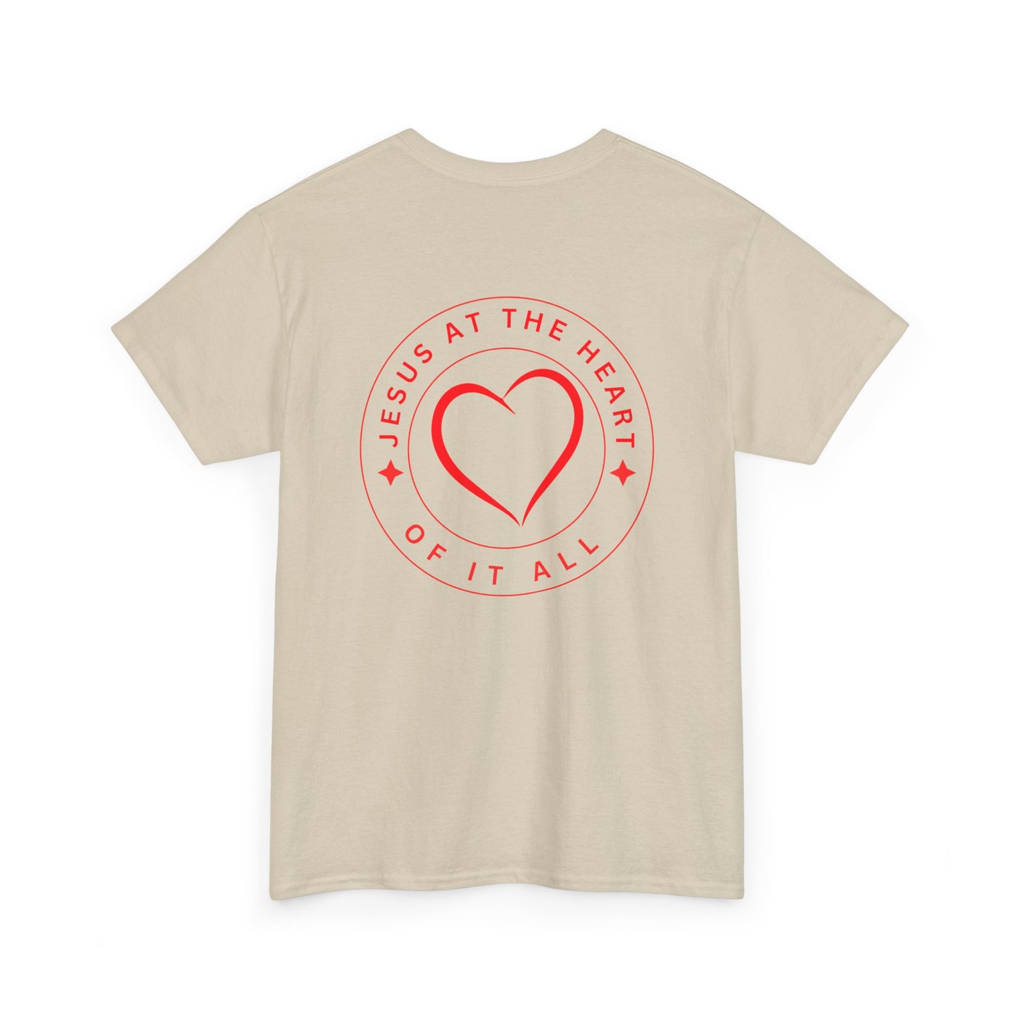 “Jesus at the Heart of It ALL” Christian T-Shirt for Men – Faith-Focused Cotton Tee