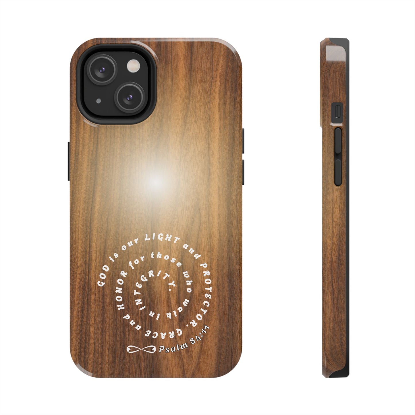 Rustic Tough Phone Case with Inspirational Quote, Gift for Faithful Friends, Protection Case, Wood Design, Unique Present
