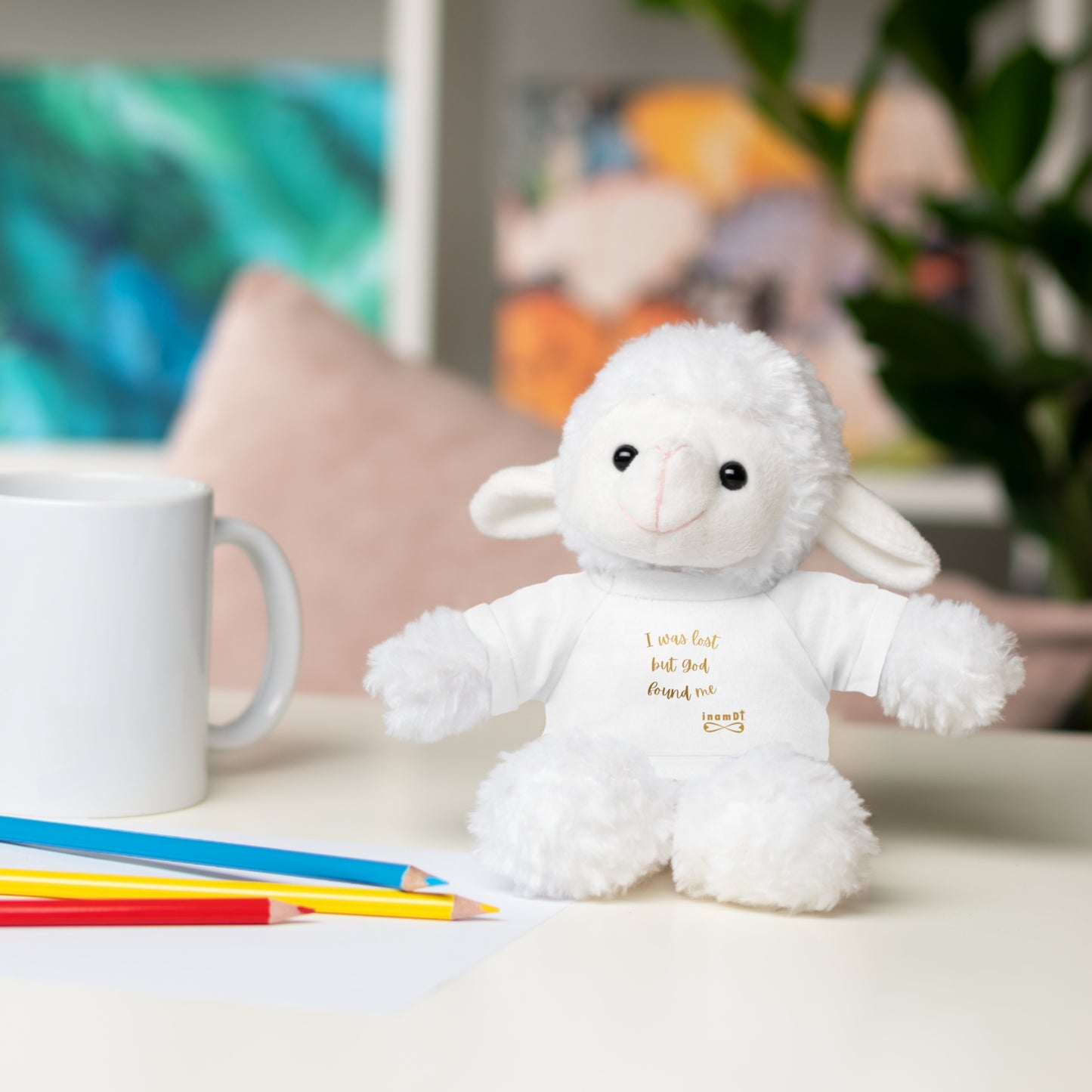 Plush Sheep Toy "I was lost, but God found me"
