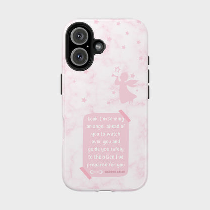 Angel Guidance Tough Phone Cases, Inspirational Phone Cover, Gift for Her, Angel Lover Gift, Pastel Pink Phone Case, Protection with Love