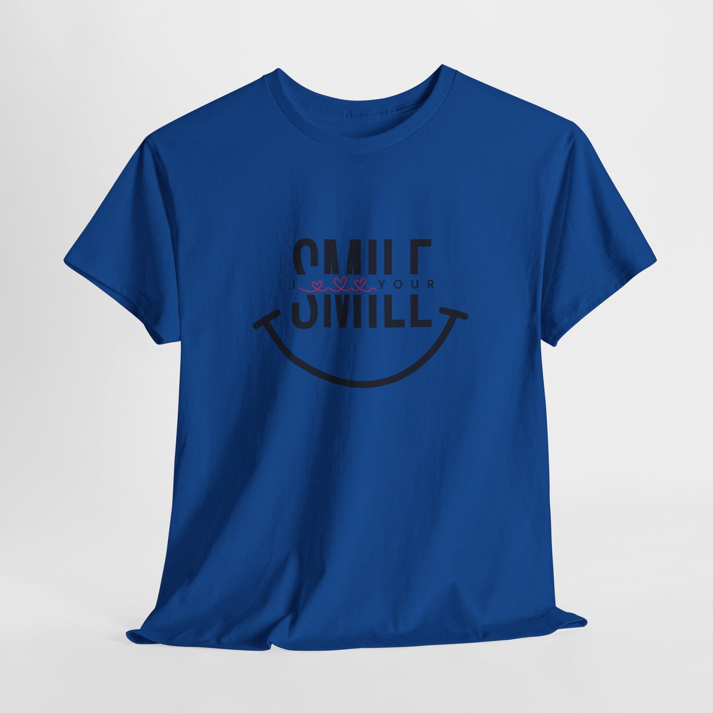 “SMILE” Heavy Cotton T-Shirt for Women – Motivational Tee for Gifts, Casual Outings, and Positive Vibes