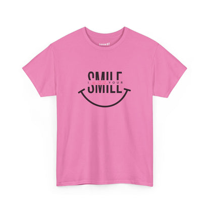 “SMILE” Heavy Cotton T-Shirt for Women – Motivational Tee for Gifts, Casual Outings, and Positive Vibes