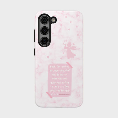 Angel Guidance Tough Phone Cases, Inspirational Phone Cover, Gift for Her, Angel Lover Gift, Pastel Pink Phone Case, Protection with Love