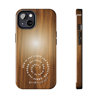 Rustic Tough Phone Case with Inspirational Quote, Gift for Faithful Friends, Protection Case, Wood Design, Unique Present