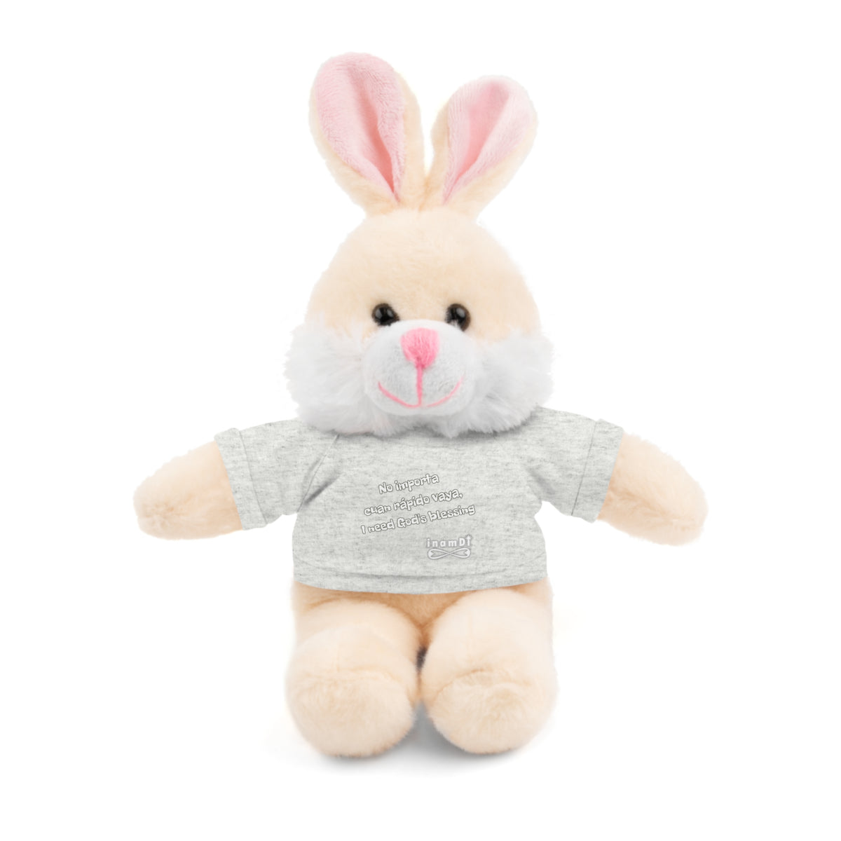 Plush Bunny Toy “No importa cuan rápido vaya, I need God's blessing”