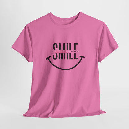 “SMILE” Heavy Cotton T-Shirt for Women – Motivational Tee for Gifts, Casual Outings, and Positive Vibes