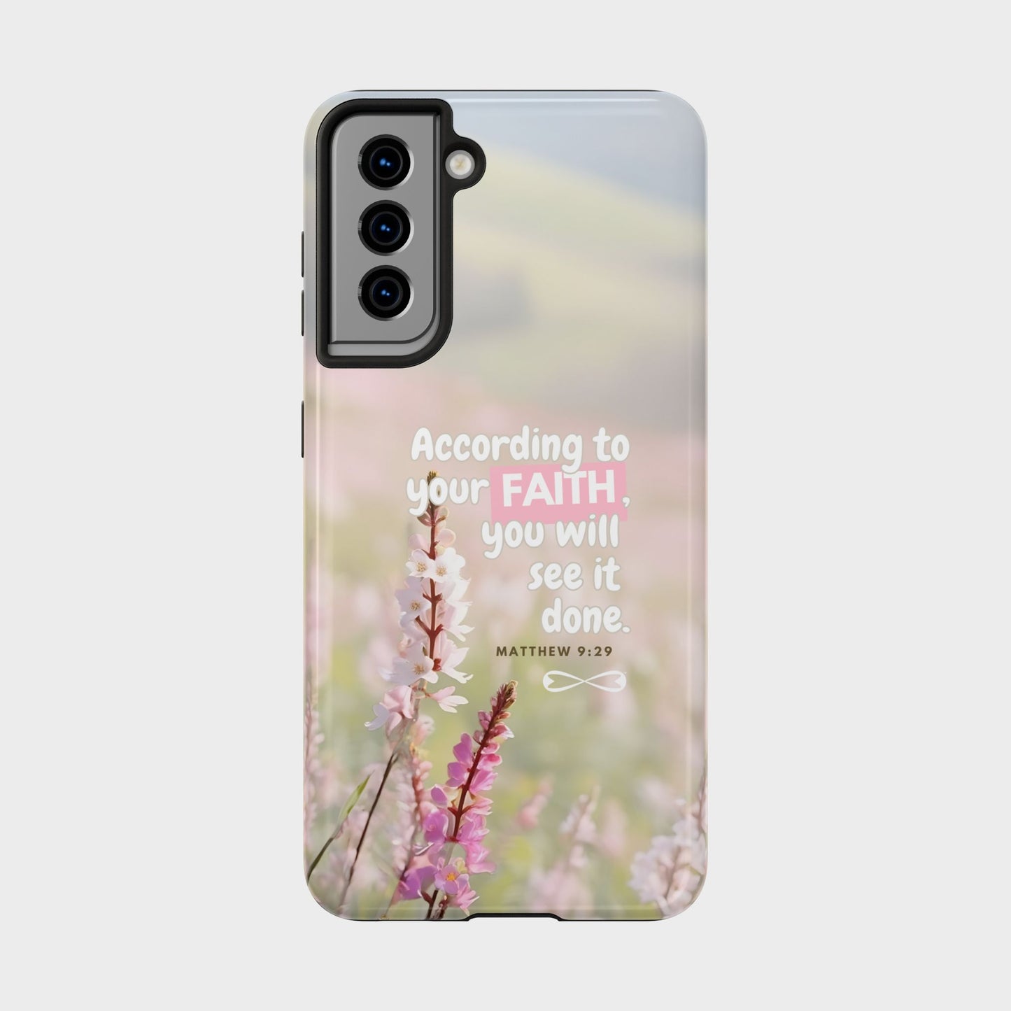 Inspirational Tough Phone Cases with Faith Quote, Floral Phone Cover, Christian Gift, Motivational Case, Bible Verse Accessory