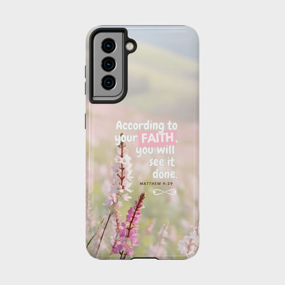 Inspirational Tough Phone Cases with Faith Quote, Floral Phone Cover, Christian Gift, Motivational Case, Bible Verse Accessory