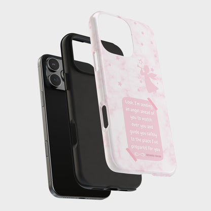 Angel Guidance Tough Phone Cases, Inspirational Phone Cover, Gift for Her, Angel Lover Gift, Pastel Pink Phone Case, Protection with Love