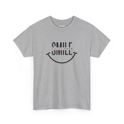 “SMILE” Heavy Cotton T-Shirt for Men – Motivational Tee for Everyday Wear, Gifts, and Positive Vibes