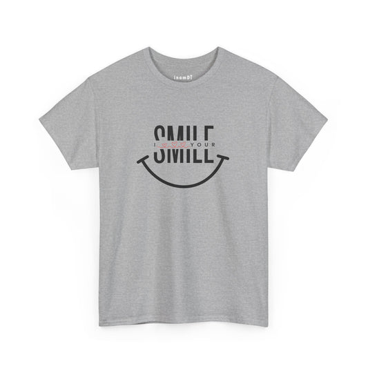 “SMILE” Heavy Cotton T-Shirt for Men – Motivational Tee for Everyday Wear, Gifts, and Positive Vibes