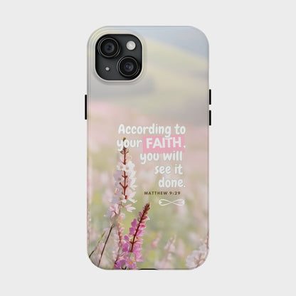 Inspirational Tough Phone Cases with Faith Quote, Floral Phone Cover, Christian Gift, Motivational Case, Bible Verse Accessory