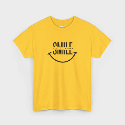 Camiseta de algodón grueso “SMILE” para mujer: camiseta motivadora para regalar, salir y transmitir energía positiva.