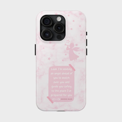 Angel Guidance Tough Phone Cases, Inspirational Phone Cover, Gift for Her, Angel Lover Gift, Pastel Pink Phone Case, Protection with Love