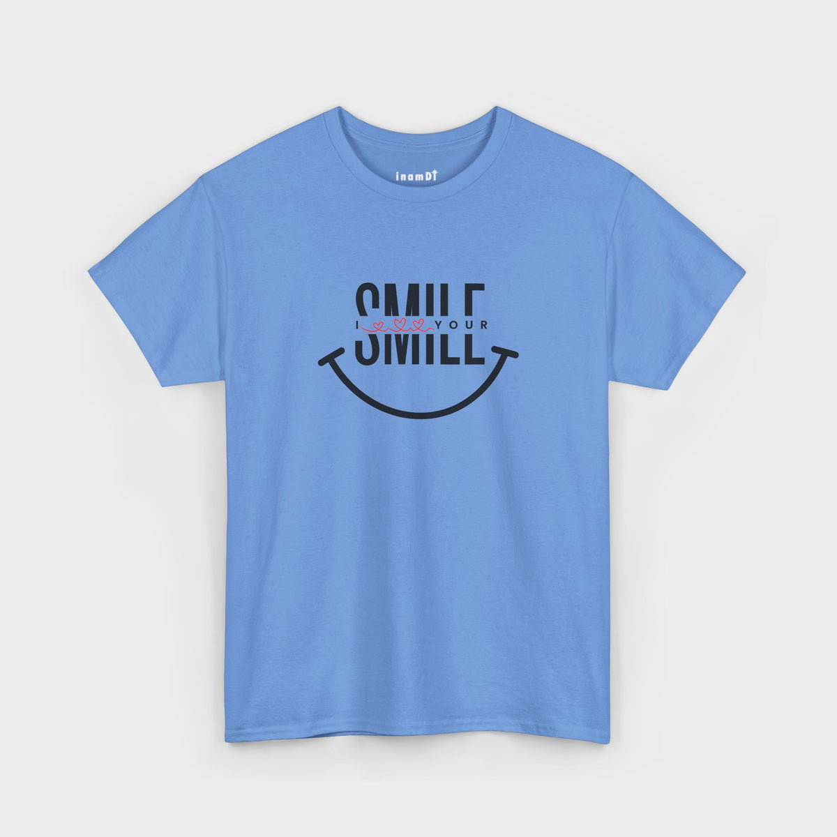Camiseta de algodón grueso “SMILE” para hombre: camiseta motivadora para uso diario, regalos y vibras positivas.