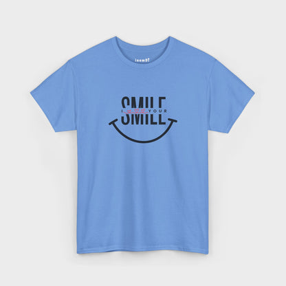 Camiseta de algodón grueso “SMILE” para hombre: camiseta motivadora para uso diario, regalos y vibras positivas.