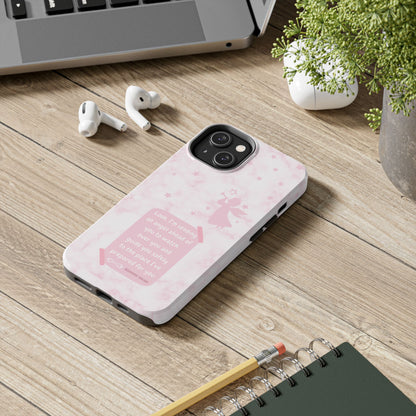 Angel Guidance Tough Phone Cases, Inspirational Phone Cover, Gift for Her, Angel Lover Gift, Pastel Pink Phone Case, Protection with Love