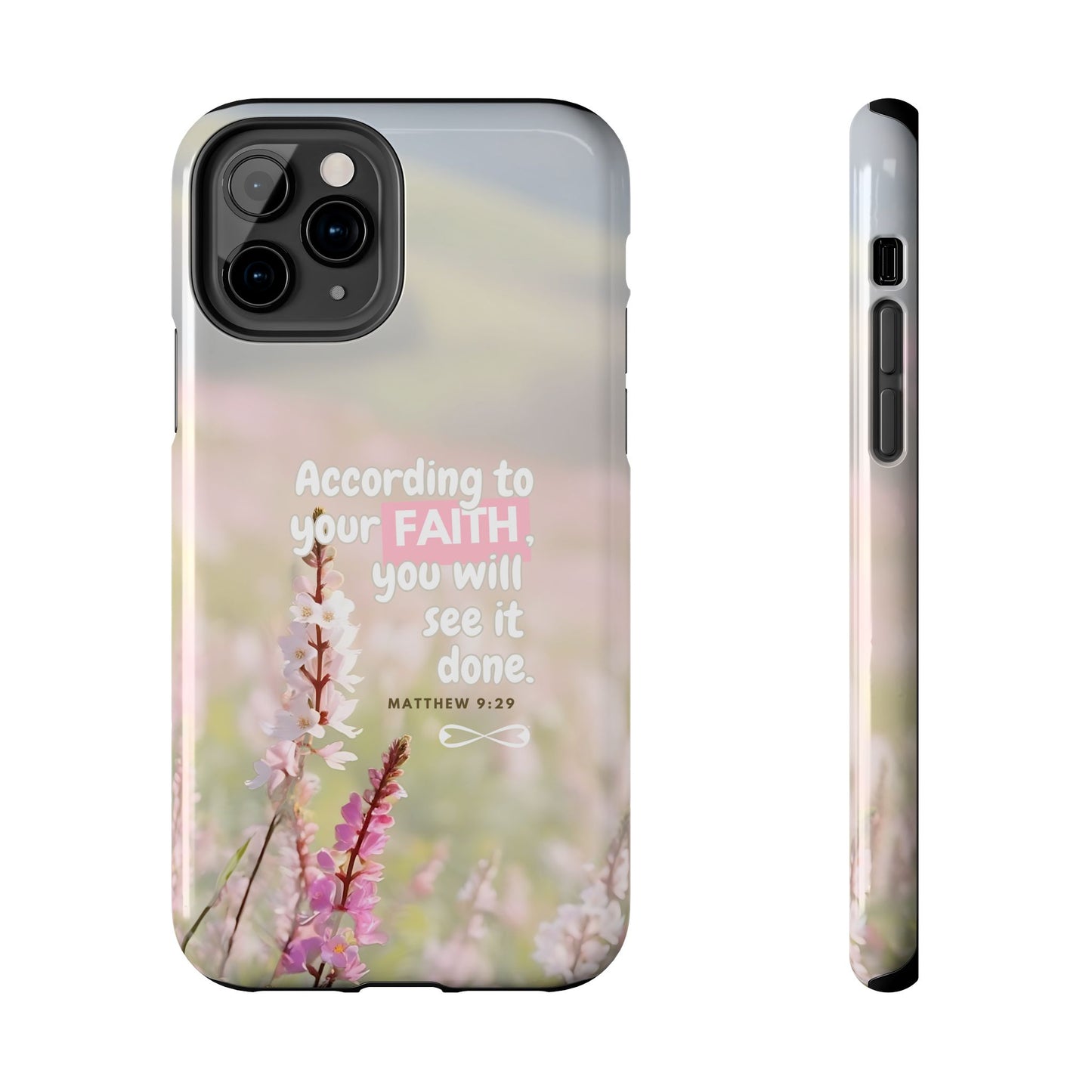Inspirational Tough Phone Cases with Faith Quote, Floral Phone Cover, Christian Gift, Motivational Case, Bible Verse Accessory