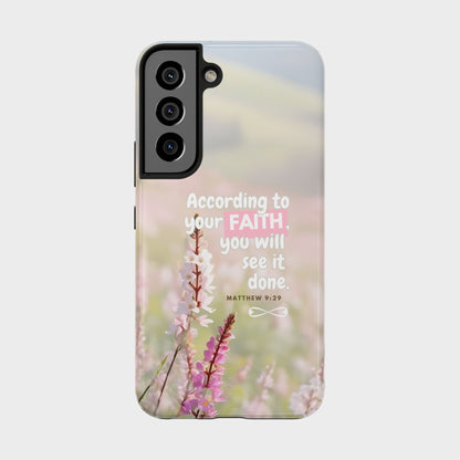 Inspirational Tough Phone Cases with Faith Quote, Floral Phone Cover, Christian Gift, Motivational Case, Bible Verse Accessory