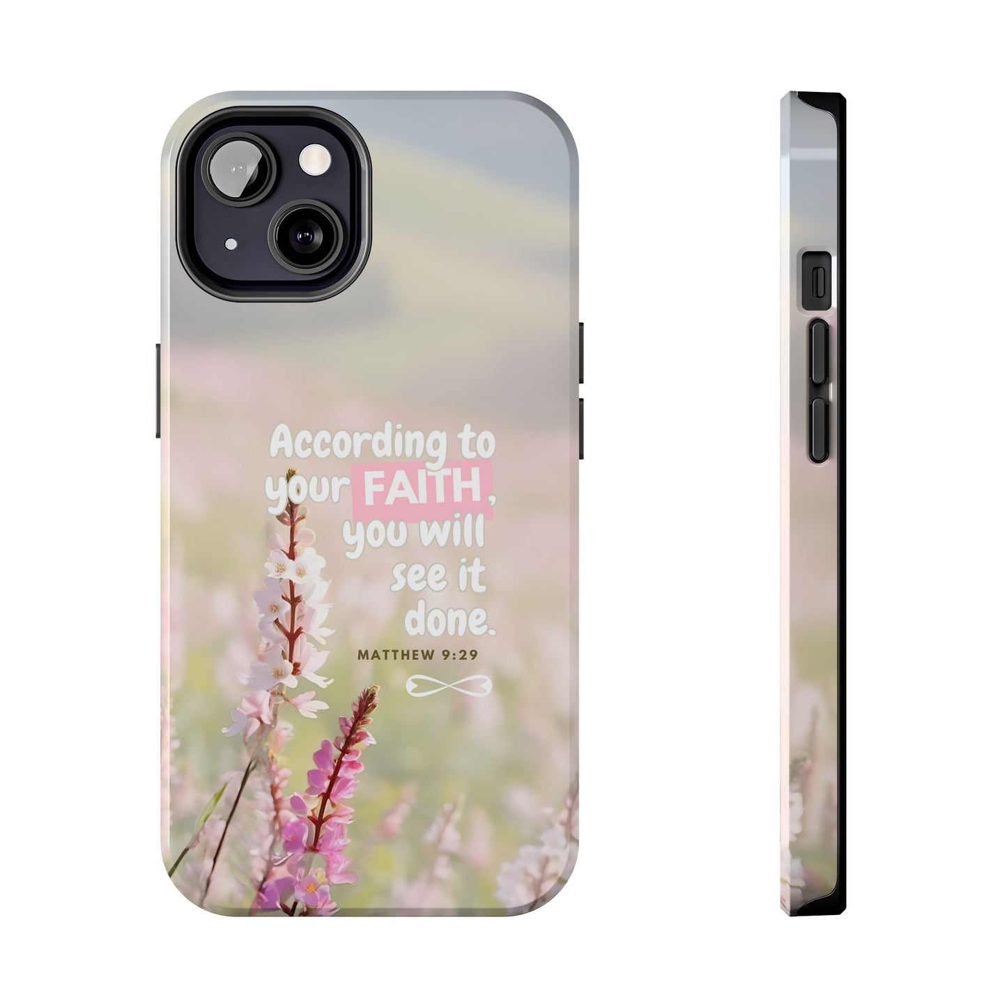 Inspirational Tough Phone Cases with Faith Quote, Floral Phone Cover, Christian Gift, Motivational Case, Bible Verse Accessory