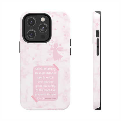 Angel Guidance Tough Phone Cases, Inspirational Phone Cover, Gift for Her, Angel Lover Gift, Pastel Pink Phone Case, Protection with Love