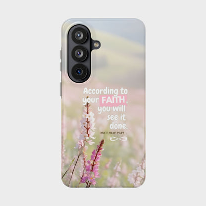 Inspirational Tough Phone Cases with Faith Quote, Floral Phone Cover, Christian Gift, Motivational Case, Bible Verse Accessory