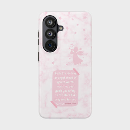 Angel Guidance Tough Phone Cases, Inspirational Phone Cover, Gift for Her, Angel Lover Gift, Pastel Pink Phone Case, Protection with Love