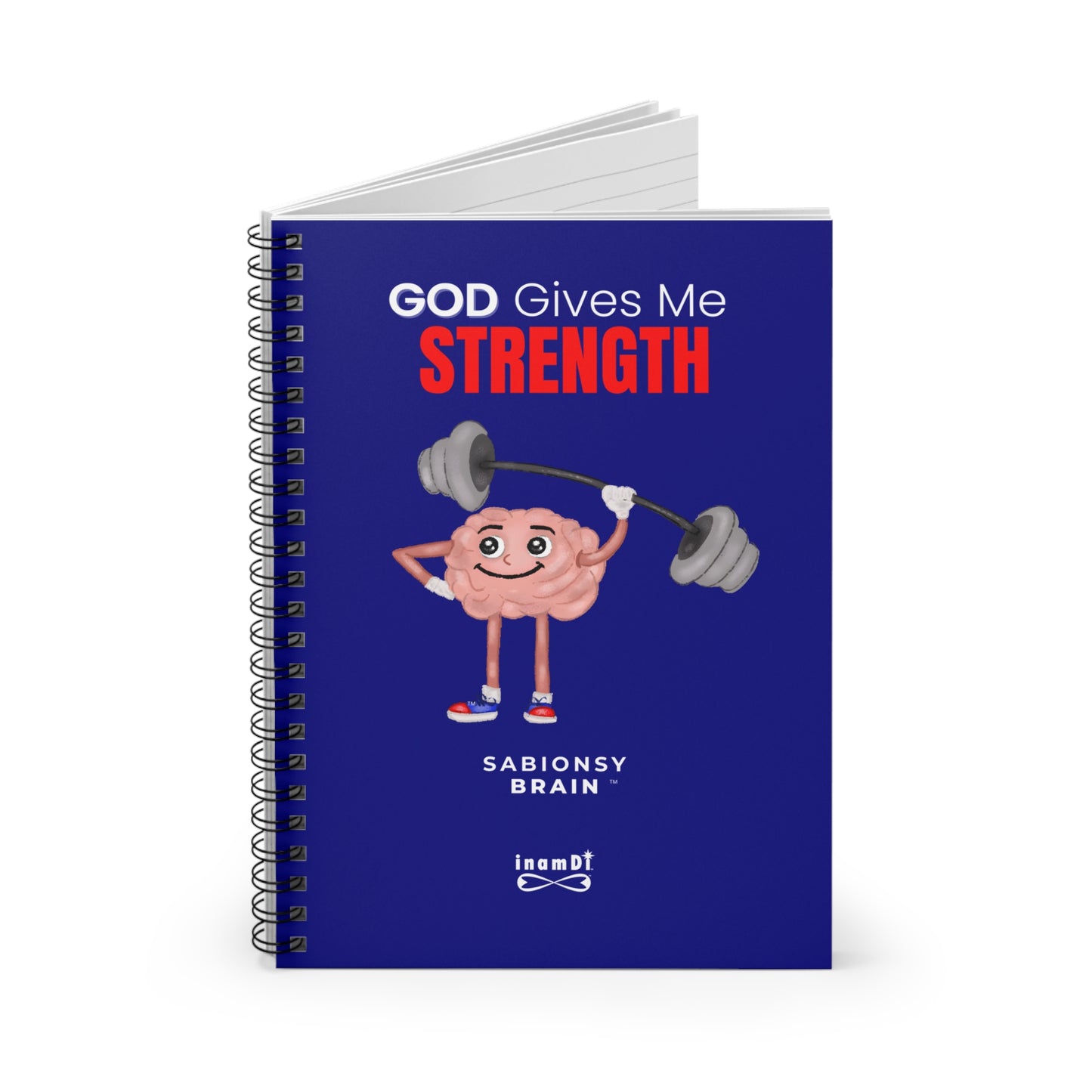 Inspirational Strength Notebook — “God Gives Me Strength” Spiral Journal | Sabionsy Brain™ Motivation Notebook Series