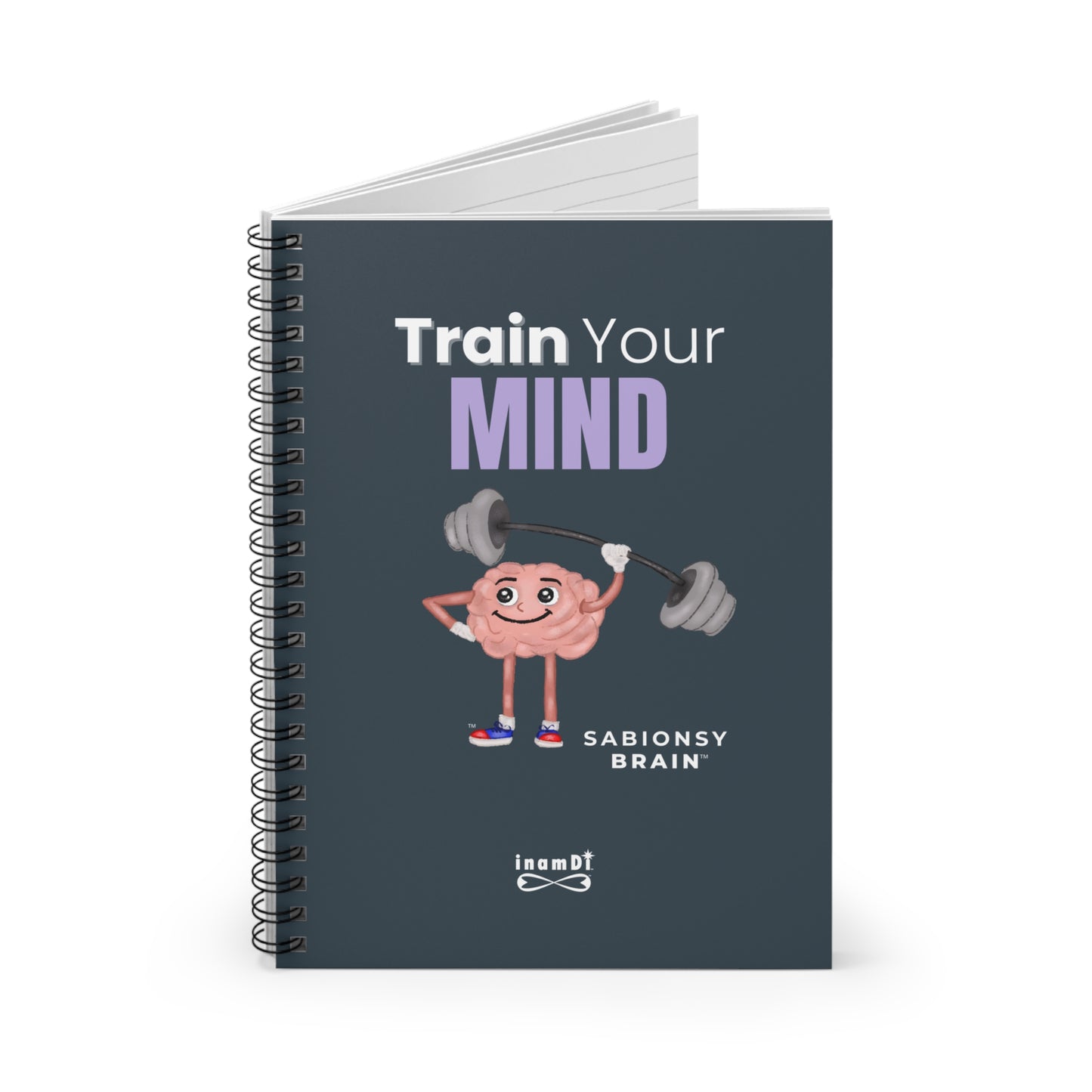 Train Your Mind Notebook — Motivational Spiral Journal | Sabionsy Brain™ Motivation Notebook Series