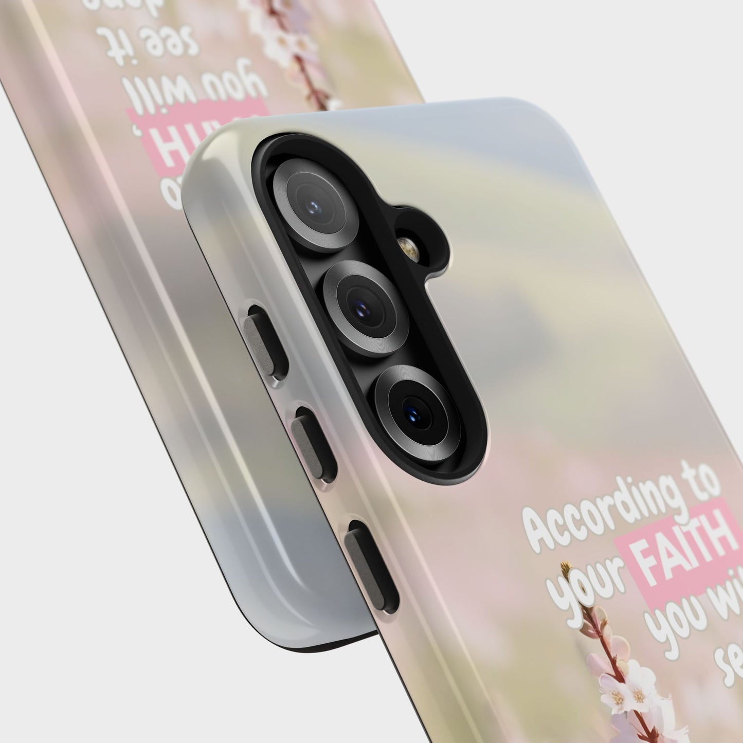 Inspirational Tough Phone Cases with Faith Quote, Floral Phone Cover, Christian Gift, Motivational Case, Bible Verse Accessory