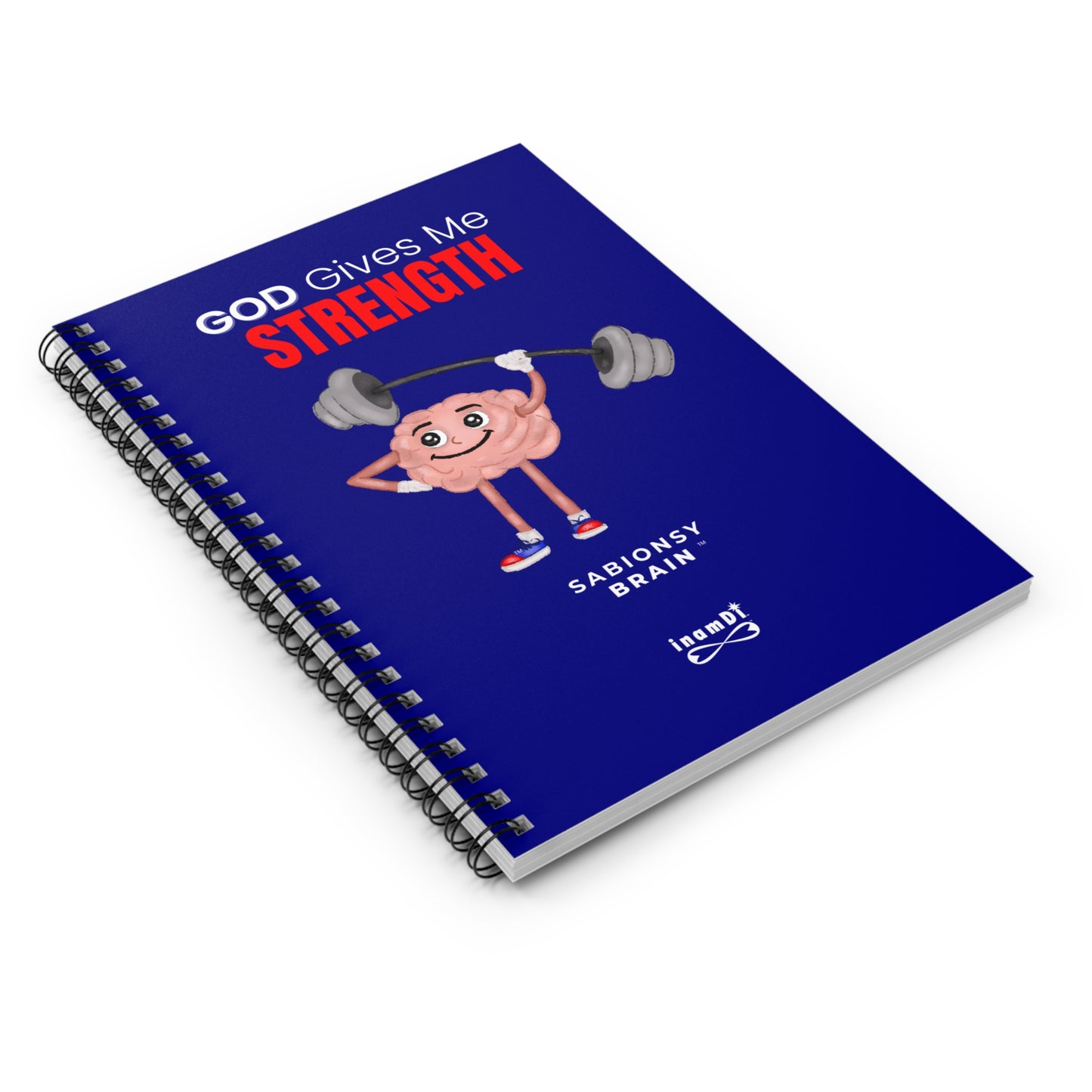 Inspirational Strength Notebook — “God Gives Me Strength” Spiral Journal | Sabionsy Brain™ Motivation Notebook Series