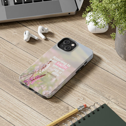 Inspirational Tough Phone Cases with Faith Quote, Floral Phone Cover, Christian Gift, Motivational Case, Bible Verse Accessory