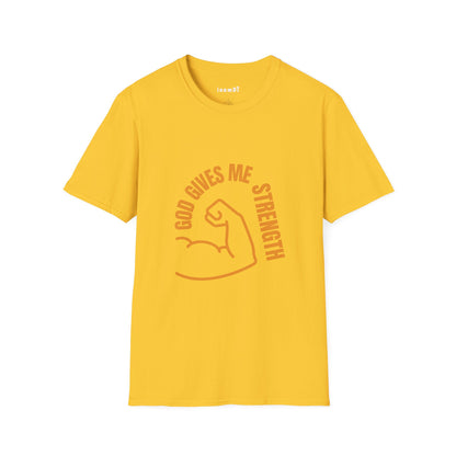 “God Gives Me Strength” Christian T-Shirt for Men – Empowering Faith Tee & Inspirational Gift