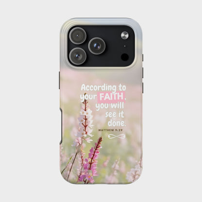 Inspirational Tough Phone Cases with Faith Quote, Floral Phone Cover, Christian Gift, Motivational Case, Bible Verse Accessory
