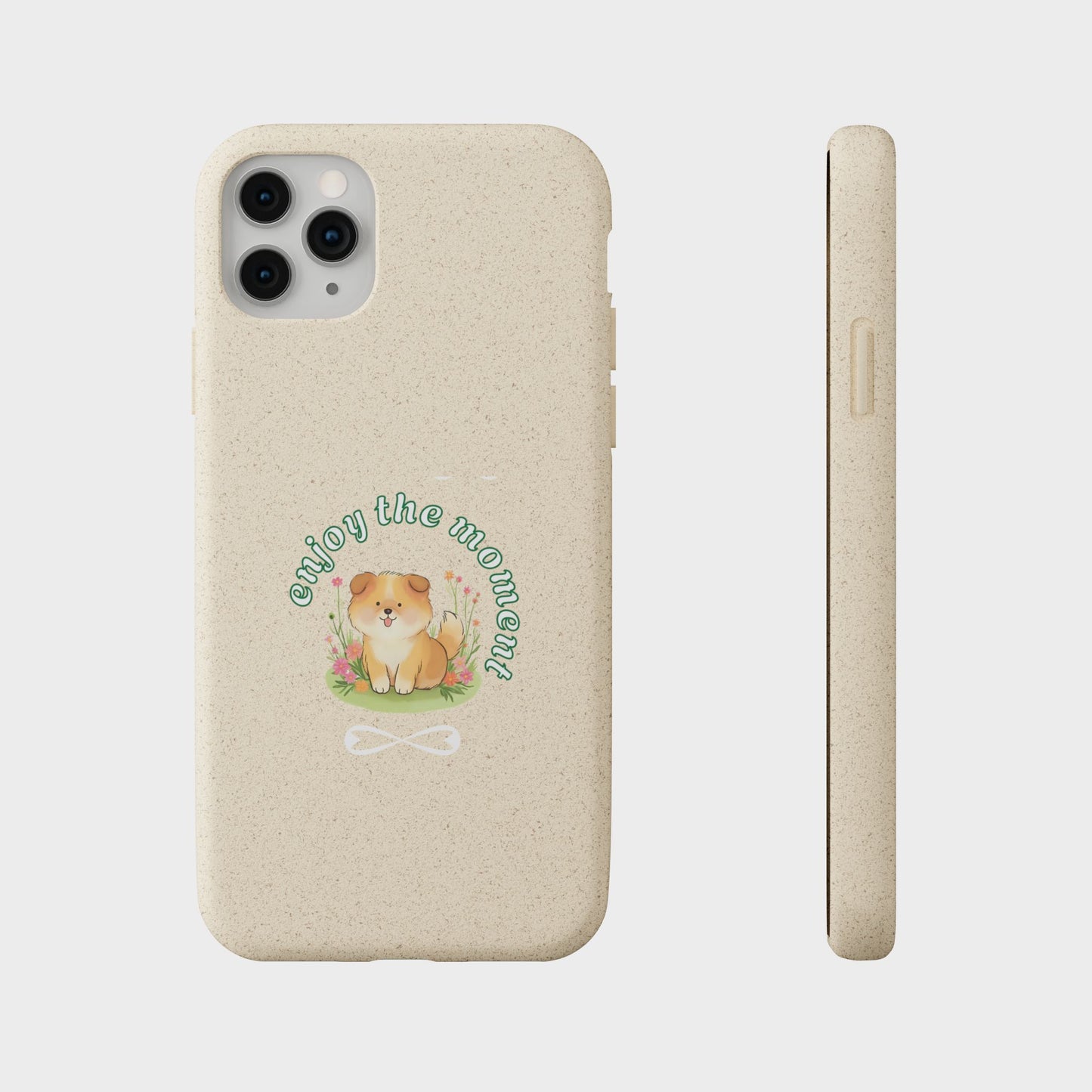 Funda biodegradable para teléfono - "Disfruta el momento" - Ecológica, regalo para amantes de los perros, accesorio adorable para mascotas, estilo de vida sostenible, diseño único