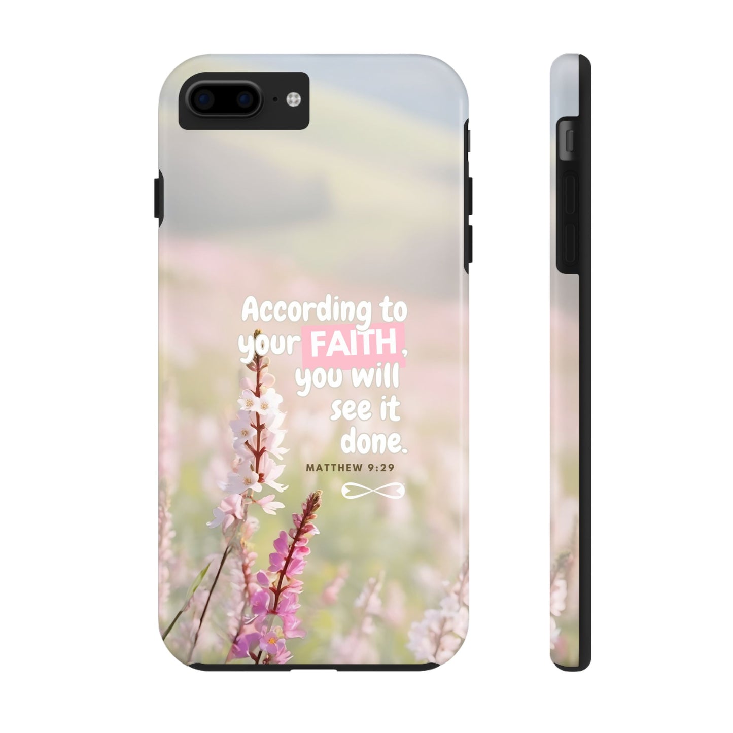 Inspirational Tough Phone Cases with Faith Quote, Floral Phone Cover, Christian Gift, Motivational Case, Bible Verse Accessory